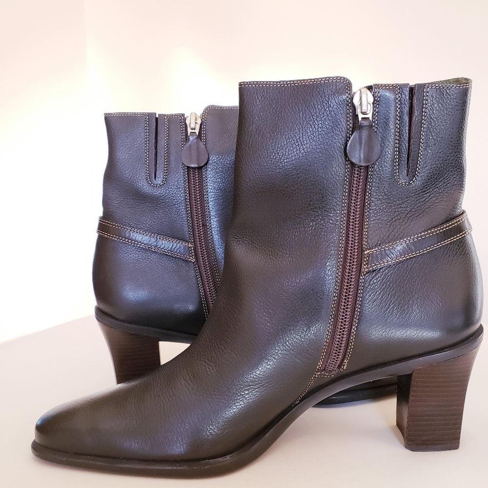 Cole Haan Dark Brown Leather Kerri Short Boots
